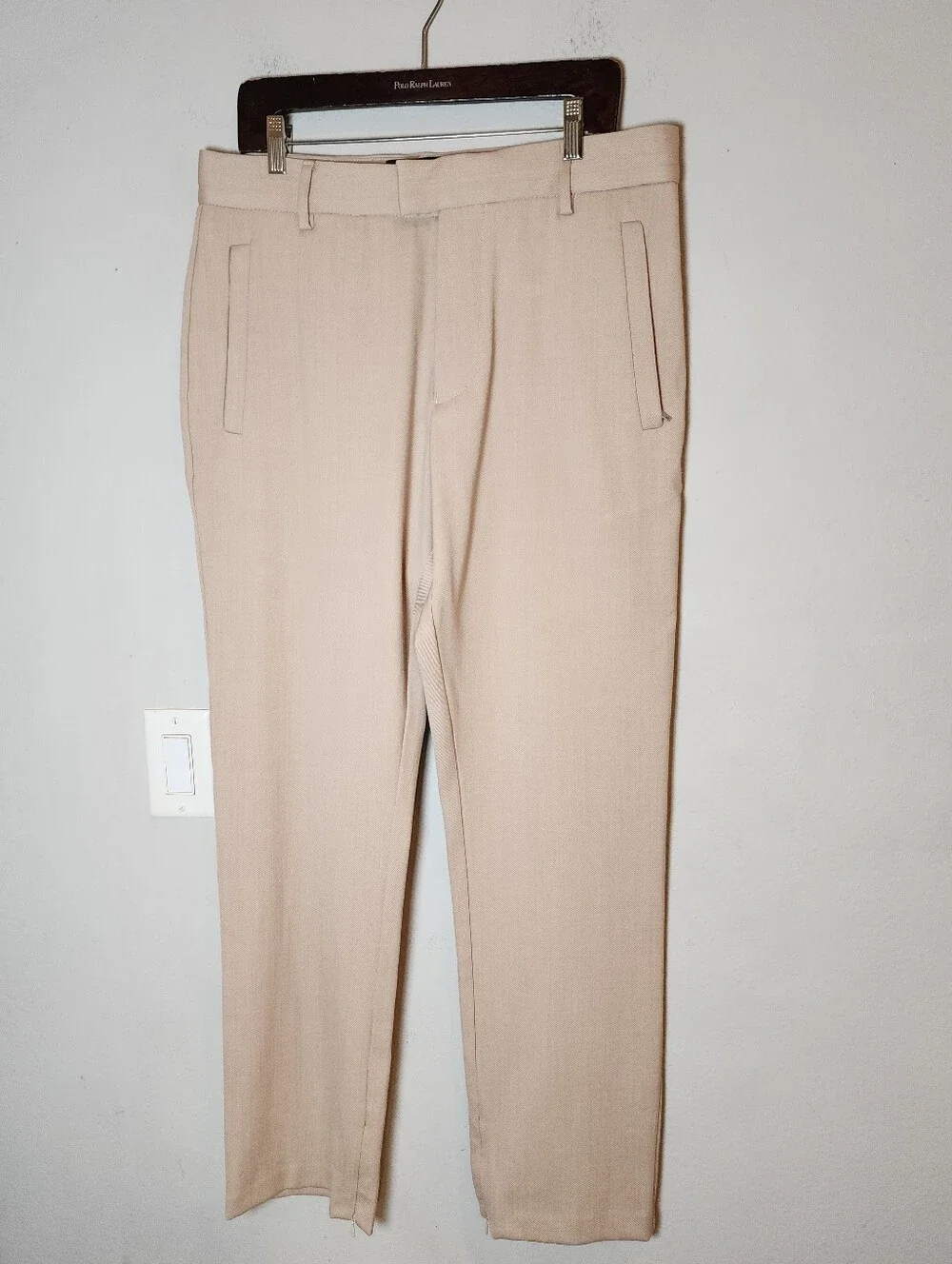Represent Pants Wool Blend Tailored Beige Sesame Ankle Zip Men's Size Large